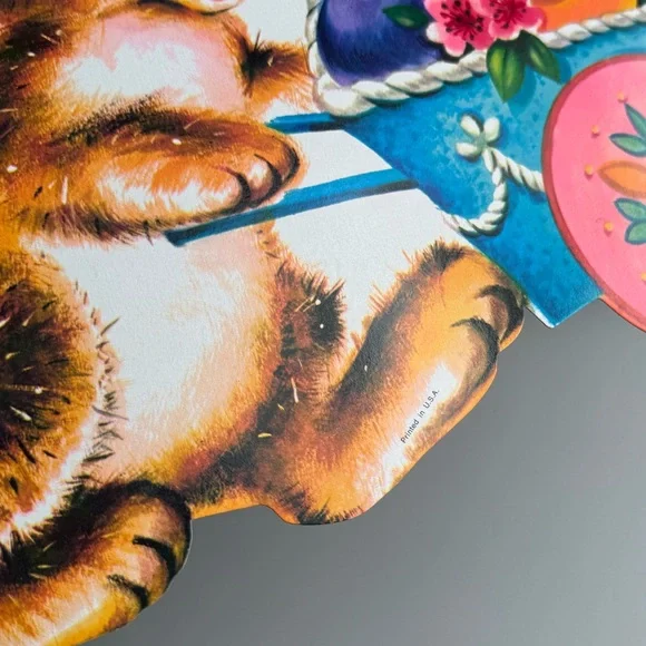 Vintage Easter Bunny Chick Egg Basket Die Cut USA Made Holiday Wall Ephemera - Picture 12 of 15